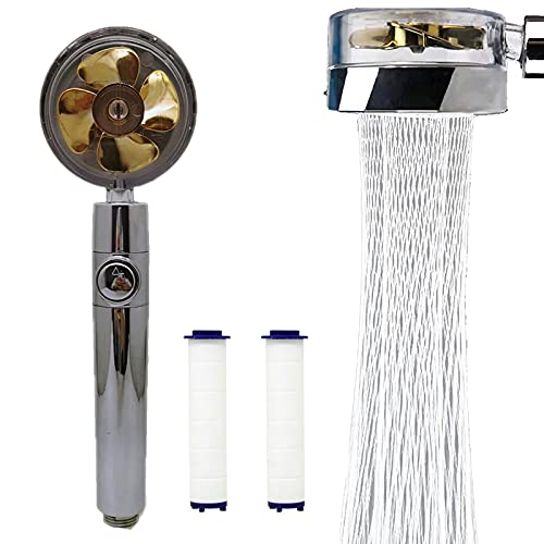High Pressure Propeller Shower Head 360 ° Rotatable Shower Head Water-Saving Rainfall Shower Nozzle 2cm Universal Connector Bathroom Accessories,