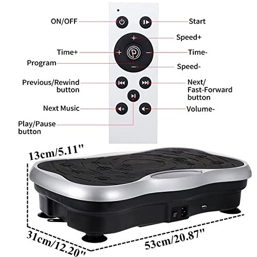 NAMVI Vibration Platform, Exercise Fitness Machine with Remote Control, LCD Screen Display, Whole Body Workout Vibration Fitness Platform Massage