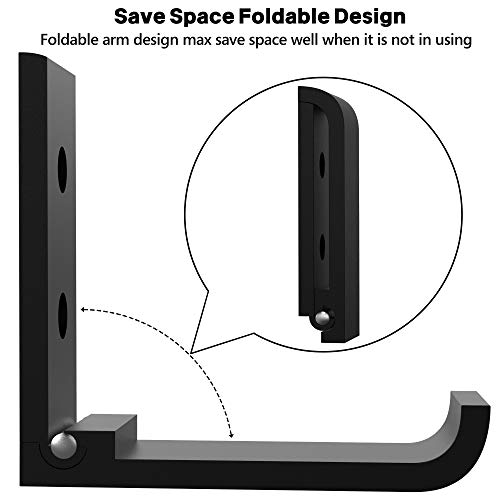 Geekria Foldable Wall Mount Headphones Holder, Headset Wall Hanger, Aluminum Wall Mount Hook, Hold Up to 1kg with 3M Tape, 20kg with Screws, Stan
