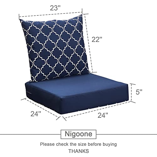 Nigoone Outdoor Cushions Set for Patio Furniture, 24×24 Deep Seat and Back Cushions, Replacement Patio Chair Cushions with All Weather Removable