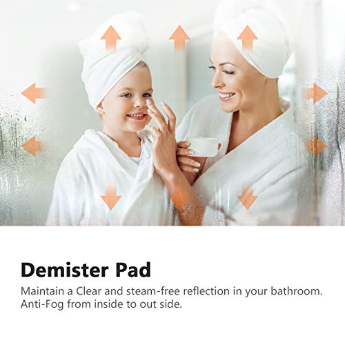 EMKE 500 x 700mm LED Illuminated Bathroom Mirror with Shaver Socket | Touch Switch | Demister Pad, Wall-Mounted Vanity Multifunction Mirror, Ener