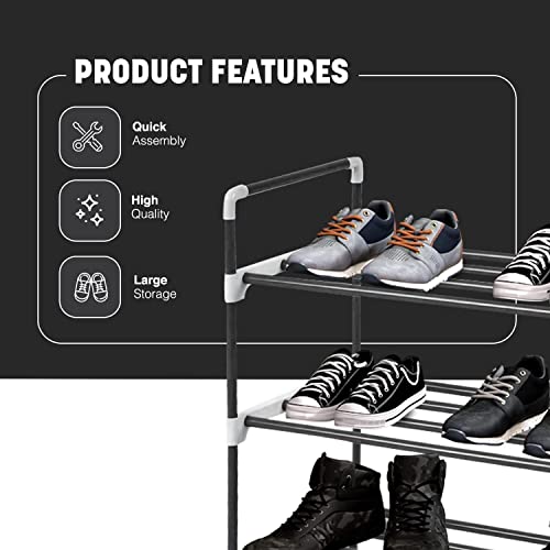 LILIKY 90cm Simple Assembly Household Affordable Free Assembly Storage Small Shoe Rack (Color : Schwarz, Size : 3 Tiers)