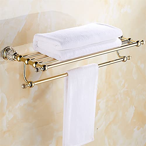 HIGOH Towel Racks,Bathroom Towel Rack Wall Mounted Towel Holder,Brass and Crystal Bathroom Towel Rack,Towel Holder,Hotel Home Bathroom Storage Ra