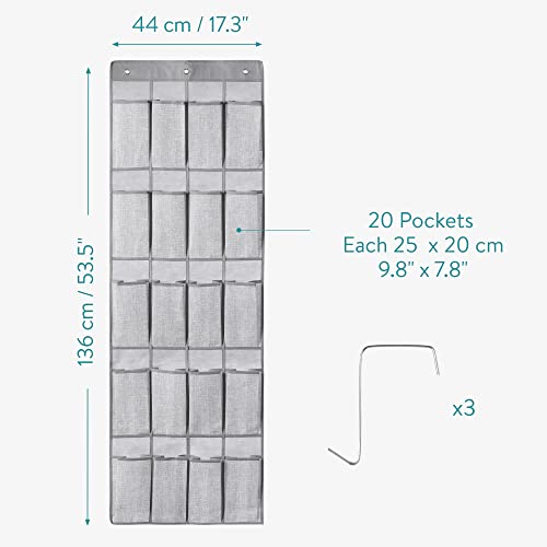 Navaris Over Door Shoe Storage - Hanging Shoe Organiser For Cupboards And Wardrobes - Hanging Shoe Rack - Behind Door Space Saving Organizer - Li