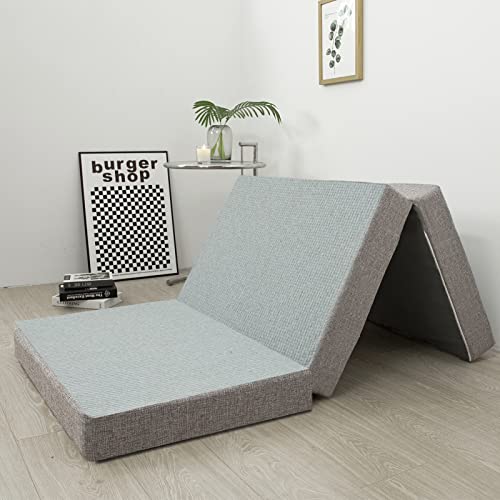 MAXYOYO Folding Mattress, Tri Fold Floor Mattress 15cm Gel Memory Foam with Washable Cover,Foldable in Three,Space-Saving for Guest (135x190x15cm