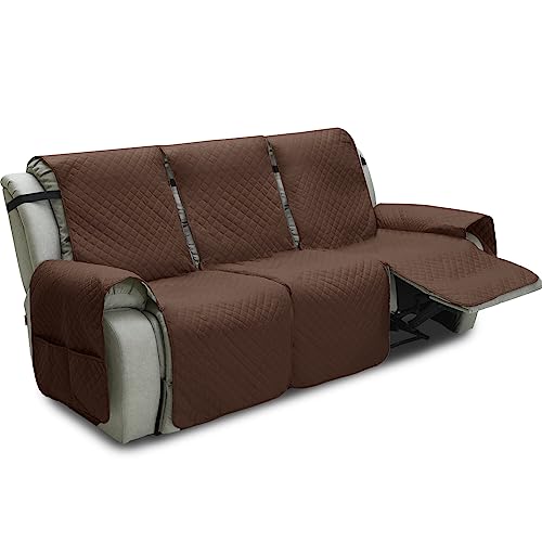 INEARZ Recliner Sofa Covers, Recliner Sofa Covers 3 Seater Waterproof Protector, Recliner Chair Cover For Armchairs With Side Pocket(3 Seater)