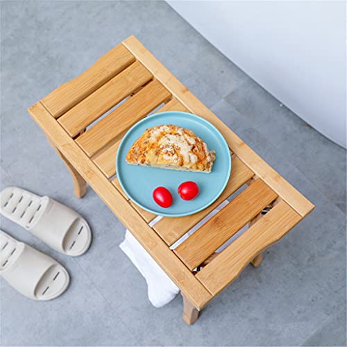 JJZXD Household Bathroom Stool Solid Wood Waterproof Shoe Changing Stool Storage Stool Anti-corrosion Storage Shelf Bath Tray