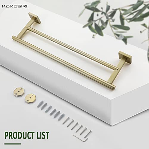 KOKOSIRI Towel Bar Bathroom Towel Holder Double Rails for Bath Kitchen Cabinet Towel Shelf 20 Inch Brushed Gold Stainless Steel B5005BG-L20