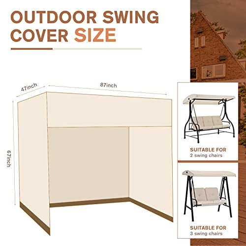 Garden Swing Cover 3 Seater Waterproof L220 xW125 x H170 cm Patio Swing Chair Bench Cover Outdoor Garden Furniture Rain and Snow Protection Cover