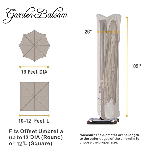 Garden Balsam Patio Umbrella Cover for 9ft to 11ft Offset Umbrella, Water Resistant, Curved Cantilever and Straight Pole Parasol Outdoor Umbrella
