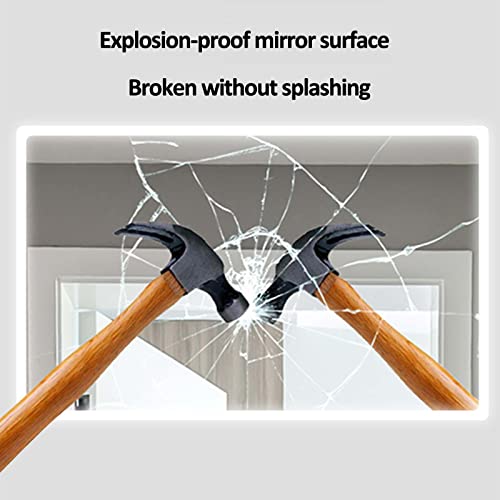 Smart Bathroom Led Wallmounted Bathroom Toilet with Light, Makeup Antifog Touch Screen Bathroom Mirror, White Lightsingle Touch