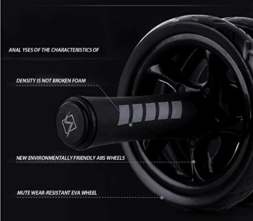 H&S Ab Roller for Strength Training Equipment - Abs Sit Up Exercise Wheel for home gym with Extra Thick Knee Pad Mat - Ab Trainer w/Dual Glide Wh