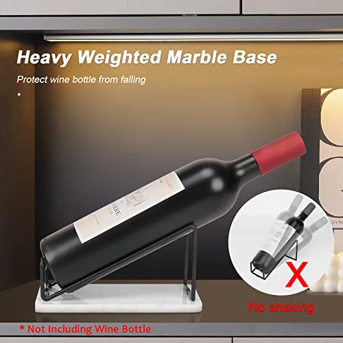 HarJue Tabletop Wine Rack, Wine Racks Countertop, Perfect Metal Wine Bottles Holder with Elegant Marble Base for Wine Lovers, Freestanding Wine B