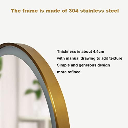 SkiPdr Bathroom mirror With Lights, LED Illuminated Bathroom Vanity Mirror, Metal Framed HD Round Wall Mirror, Size : 60cm 50cm(2 (Golden(white L