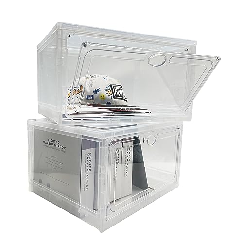 Lora Dew Shoe Storage Box,Acrylic Shoe Organizer with Magnetic Door,Clear Plastic Stackable Shoes Container for Closet,Sneaker Storage Boxes,Tran