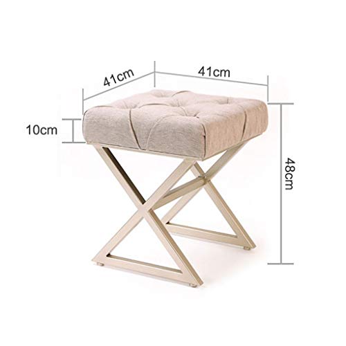 FGHOEV Makeup Stool, Upholstered Vanity Footstool Side Table Seat Dressing Chair with Golden Metal