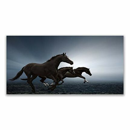 Tulup Glass Splashback for Kitchen - 55.1 in x 27.6 in / 140x70 cm - Cooker Wall Protection Tempered Glass - Horses Animals