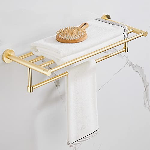 HIGOH Towel Racks, Bathroom Towel Rack Wall Mounted Towel Holder,Brushed Light Bath Towel Rack,All Copper Towel Bar Rail/Double Rod/a