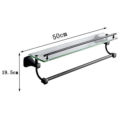 RSOCHS Stainless Steel Towel Towel Rack - Bathroom Pendant Double Bathroom Glass Shelf(50×19.5cm)