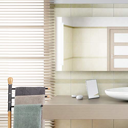 Relaxdays Towel Holder Stand, Adjustable, No Drilling, 3 Towel Rails, Bamboo, Metal, HWD: 94 x 48 x 48 cm, Natural 10024766