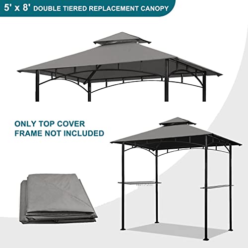 Grill Gazebo Replacement Canopy Top - Wonwon 5x8 Gazebo Roof Double Tiered Outdoor BBQ Roof Cover Grill Shelter Only Fit for Model L-GG001PST-F (