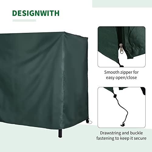 RICHIE 3 Seaters Large Garden Swing Cover Waterproof with Zips, Hammock Garden Cover Green 215x150x150cm, Outdoor Swing Cover UV Resistant Swing