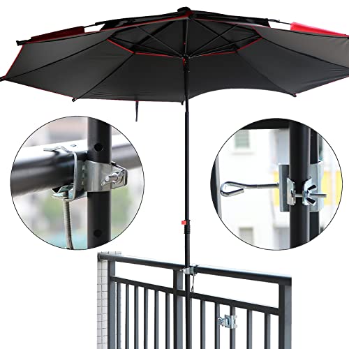 Mikytoper Sun Parasol Holder, Heavy Duty Metal Patio Umbrella Clamp Stand, Outdoor Umbrella Holder, Garden Parasol Stand for Balcony Bench Deck R