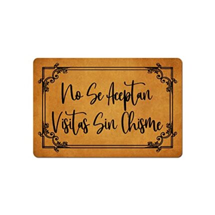SSanyyL Spanish Welcome Doormat No Se Aceptan Visitas Sin Chisme Doormat Home and Office Decorative Indoor/Outdoor/Kitchen Mat Non-Slip Rubber 23