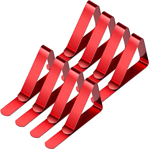 Table Cloth Clips Red Tablecloth Cover Clamp Table Cover Clamps Holder Adjustable Metal Clip for Picnics Parties Weddings Dinners 8PCS