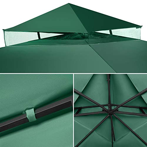 Flexzion 8x8 Gazebo Canopy Replacement Top Waterproof Cover - Outdoor Gazebo Canopy Cover - Double Tier UV30 Cover for Canopies, Garden, Patio, Y