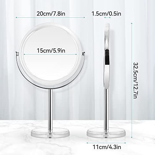 MIYADIVA 20X Magnifying makeup mirror, Double Sided 1X & 20X magnifying mirror on stand, Magnifying mirror 20x, Tabletop Magnified Vanity Mirror