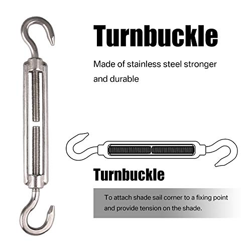 HEYOMART Heavy Duty Sun Shade Sail Fixing Kit for Garden Triangle and Square, Rectangle - 24 Pcs 304 Stainless Steel Sun Shade Sail Fixing Hardwa