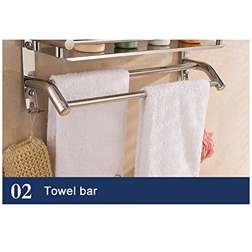 FVRTFT Bathroom Shelf Bathroom Glass Shelf Housewares Glass Bathroom Shelf With Chrome Fixings Tempered Glass 3 Layers (Size : 40Cm)