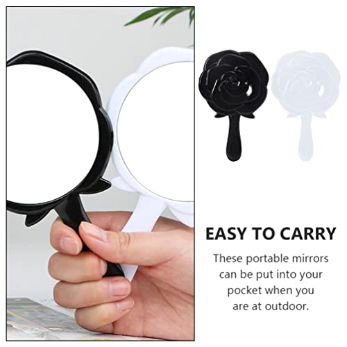 minkissy 2PCS Hand Mirror Vanity Makeup Mirror Vanity Mirror Travel Mirrors with Handle Rose Hand Mirror Mirror for Makeup