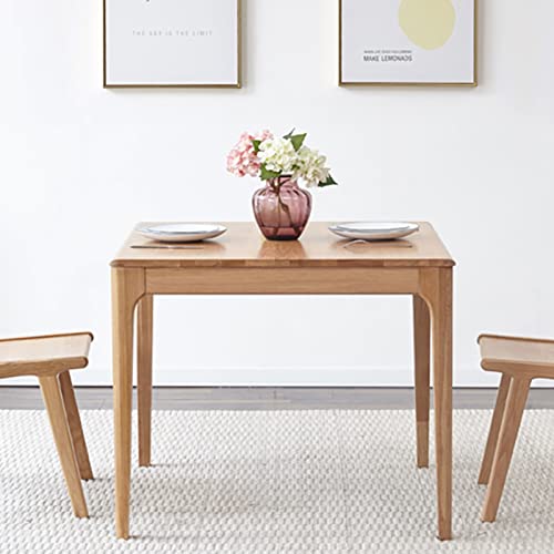 MU RONG Nordic Small Square Dining Table | 4 Person Solid Oak Dining Table | Kitchen Dining Room Table for Small Spaces (W) 35.4X(D) 35.4X(H) 29.