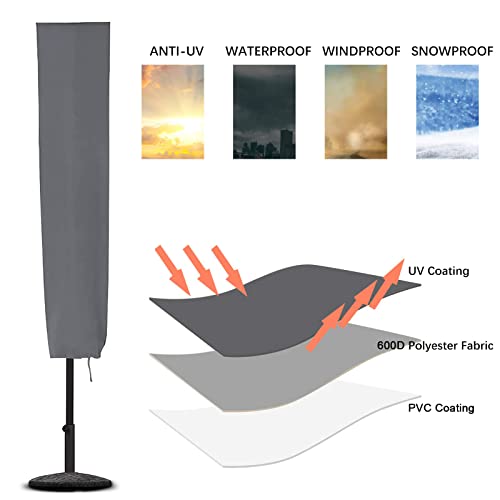 RICHIE Garden Parasol Cover Patio Umbrella Covers for Parasol Fits 2 to 3m Diameter Parasols 153x30x30cm Waterproof Tear Resistant 600D Oxford PV