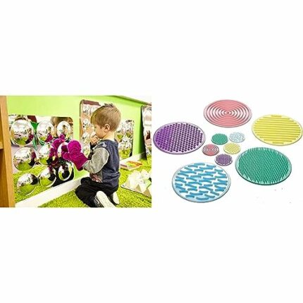 TickiT 72408 Large 9-Domed Acrylic Mirror Panel & 54517 SiliShapes Sensory Circle Set