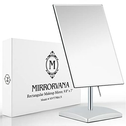 Rectangular Standing Mirror for Bedroom and Bathroom, Dressing Table Makeup Mirror, 25 x 18 cm (Silver)