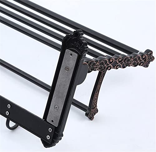 HIGOH Towel Racks, Bathroom Towel Rack Wall Mounted Towel Holder,Bath Hardware Aluminum Carved Foldable Towel Rack,Towel Bar,Bath Shelf Towe Hold