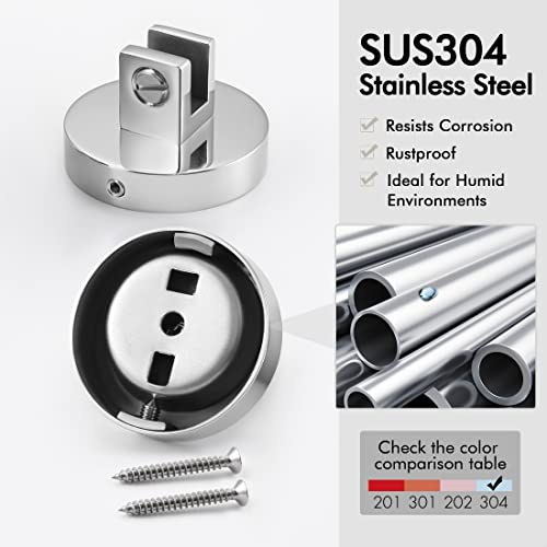 KES Glass Shelf with Stainless Steel Bracket, 60CM Bathroom Shelf Floating Shelf Tempered Glass Wall Mounted Polished Finish, A2024S60