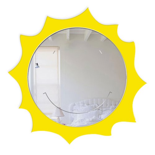 Mungai Mirrors 45cm Happy Sun Acrylic Mirror, Silver, 343