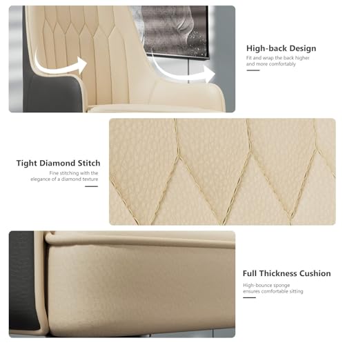 FATIVO Leather Dining Chairs Set of 2 : Faux Leather Upholstered Dining Chairs Elegant and Stylish Ergonomics Thick Seat High Back Large Chair fo