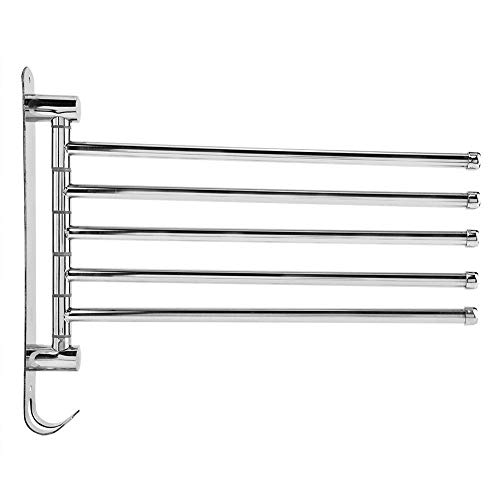 Cafopgrill Stainless Steel Bath Rack Wall Mounted Towel Rack Holder with Extra Long 2/3/4/5 Swivel Bars, Rotating Towel Holder for Kitchen, Bathr