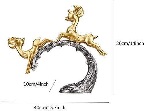 HUANGXING - Modern Creative Couple Deer Craft Decoration Home Living Room Room Wine Cabinet Entrance Deer Statue Home Office Decor Animal Wedding