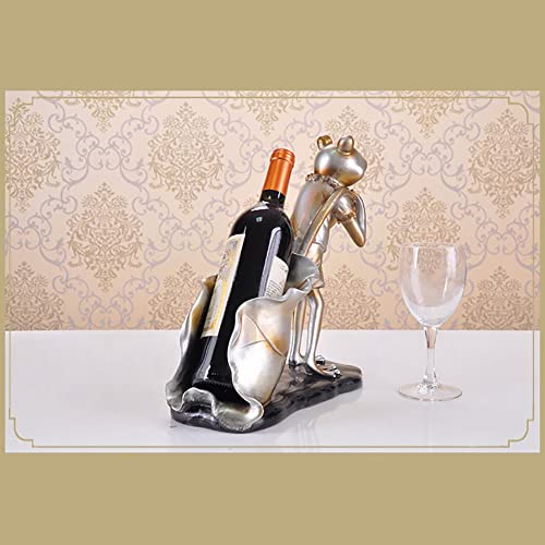 DISHENGZHEN Wine Rack Nice Restaurant Decor Resin Crafts, Cart Frogfigurine Shaped Wine Bottle Holder, Wine Rack shelf Resin Sculpture Practical