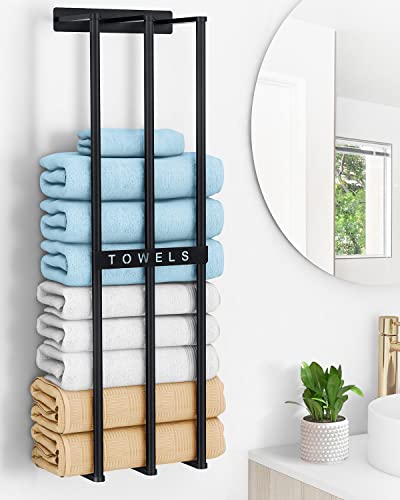 Towel Rack Wall Mounted, Towel Storage Wall Mounted, 75cm Bathroom Towel Holder Can Hold 6 Large Bath Sheets, 3 Bar Rail Bath Towel Racks, Bathro