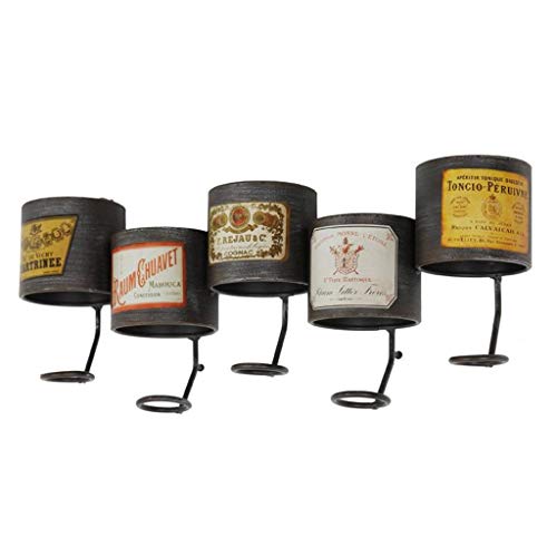 EYLINK Wine Racks,Vintage Wine Rack Wall Holder for 5 Bottles Free Standing Metal | Loft Vintage Wall Shelf Storage Rack Wall-Mounted | Cube Wine