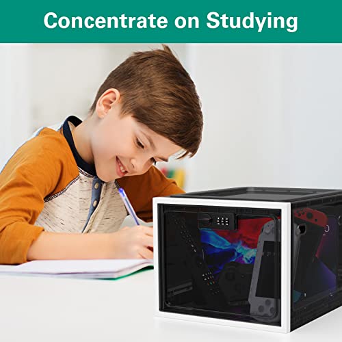 iBune Lockable Box, lockable Medicine Storage Box, Transparent Lock Box for Medicine/Phone/Food/Home Safety (Black)