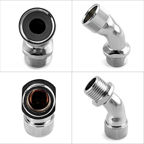 QWORK® Elbow Adapter for Shower Head, Chrome Plated Brass 1/2" Extender Connector