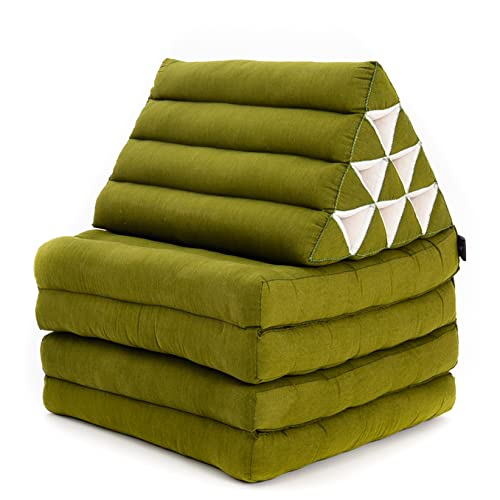 Leewadee 3-Fold Mat with Triangle Cushion – Comfortable TV Pillow, Foldable Mattress with Cushion Made of Eco-Friendly Kapok, 170 x 53 cm, black